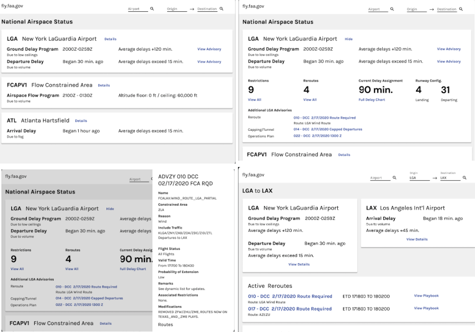 The prototype shows all available airspace information in a readable layout, but there's too much information at too granular a level to process.