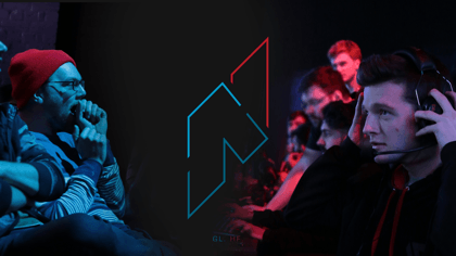 The new NUEL logo outlined in light blue, dark blue, and red (rather than filled).