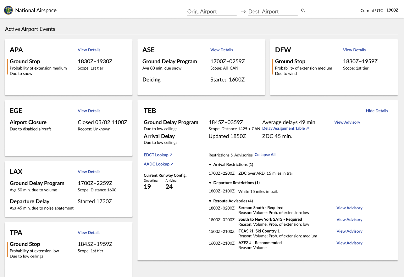 The prototype now displays seven events instead of three.